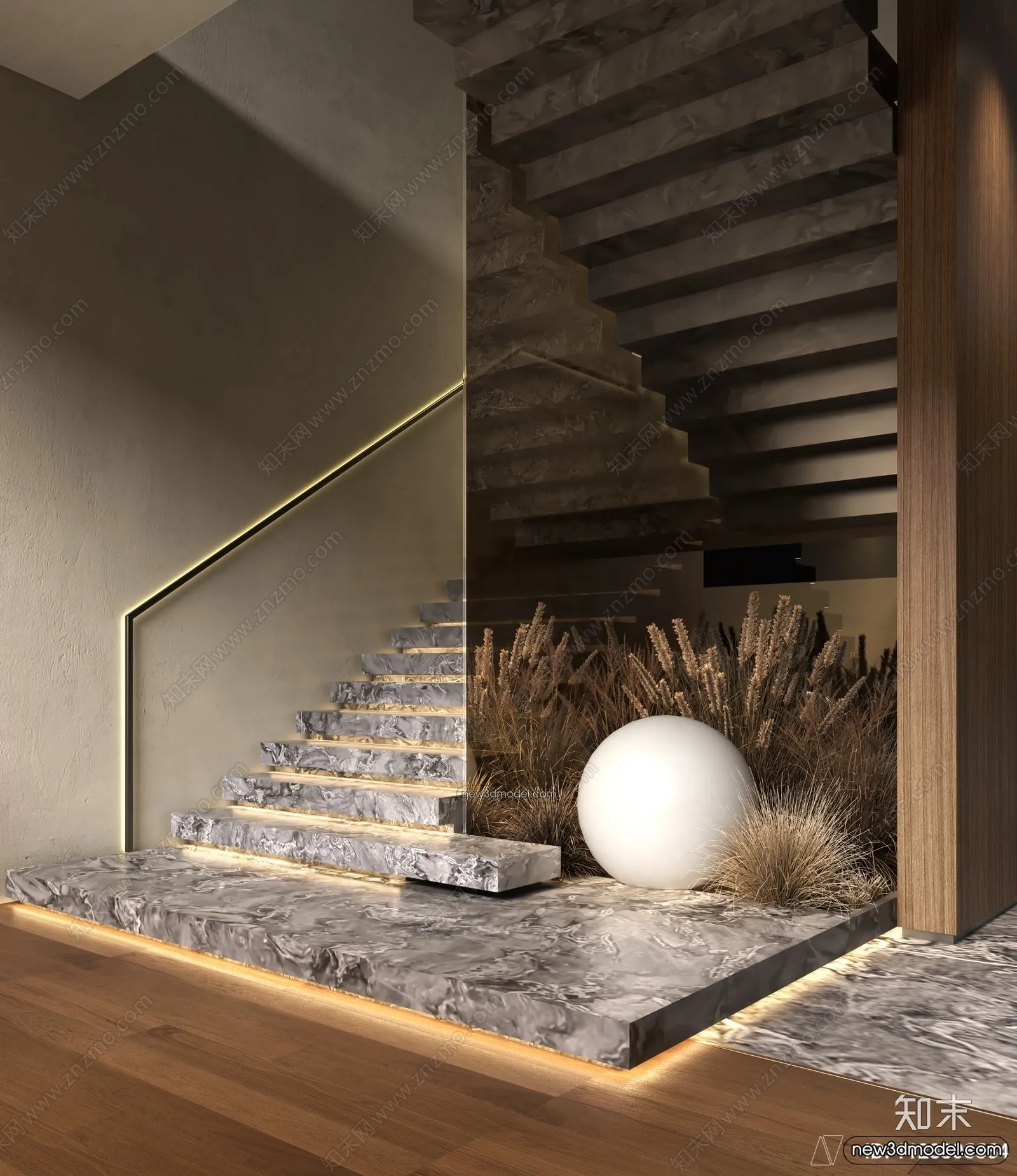 Staircase Decoration – 3D Interior Scene – 3D Models – 161