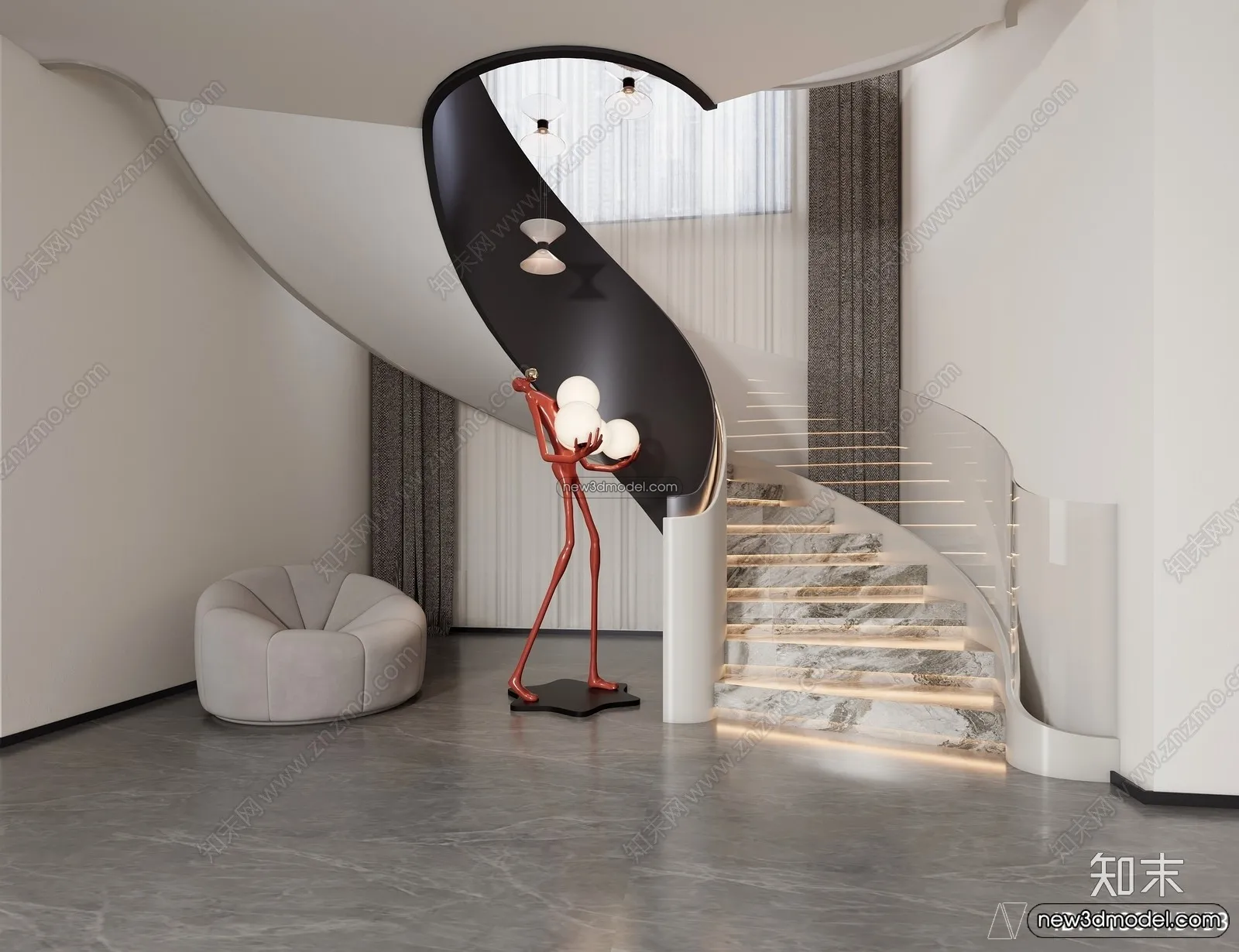 Staircase Decoration – 3D Interior Scene – 3D Models – 168