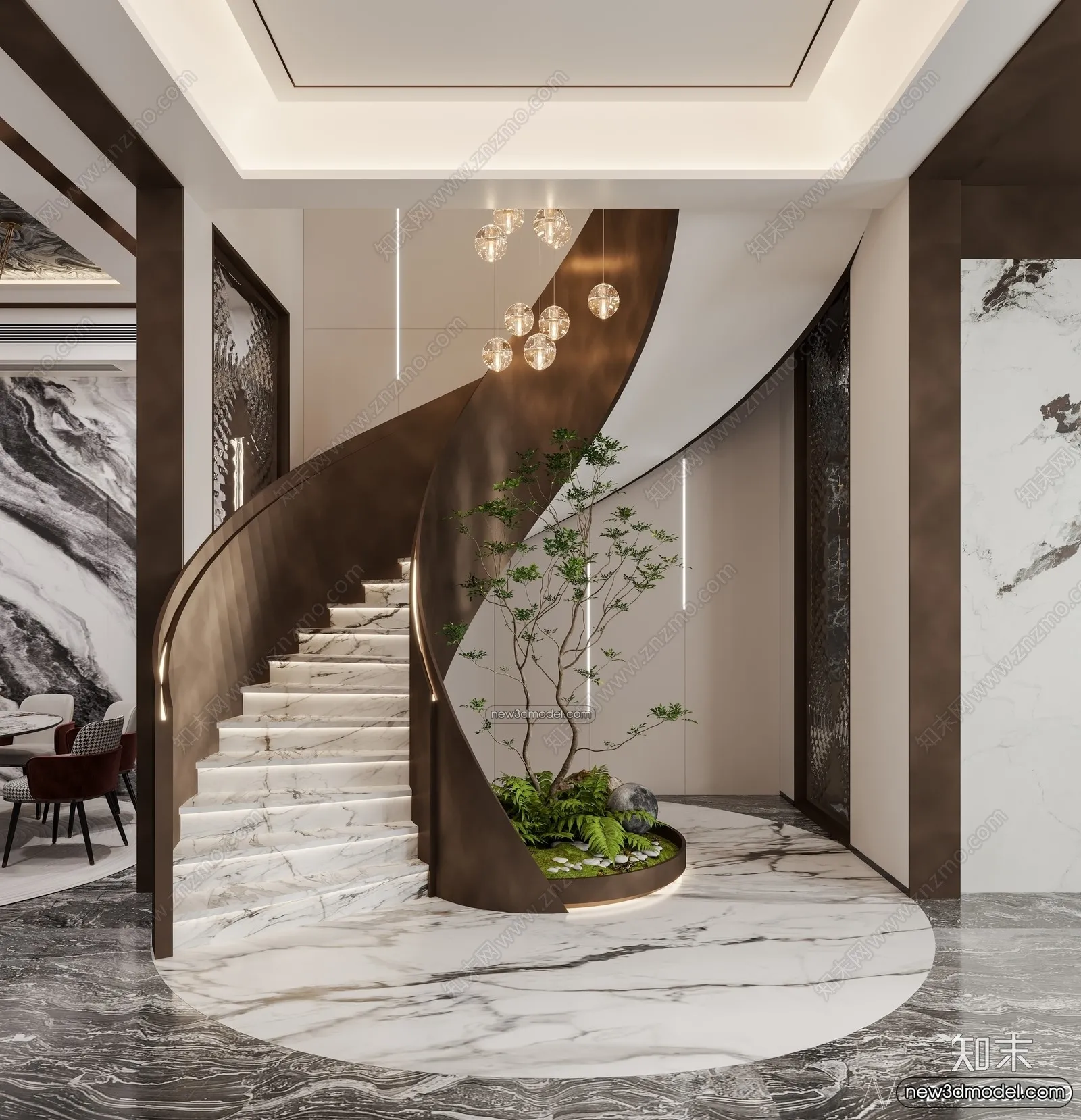 Staircase Decoration – 3D Interior Scene – 3D Models – 173