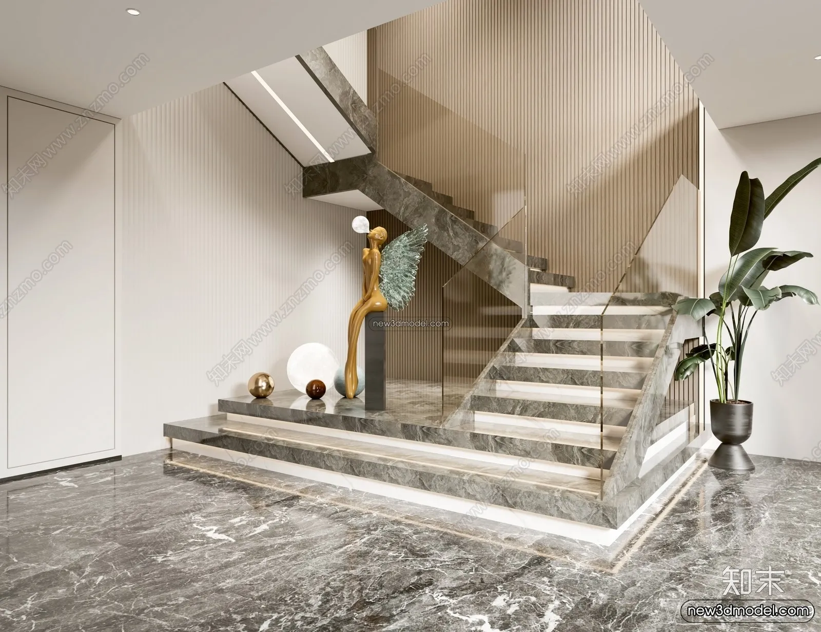 Staircase Decoration – 3D Interior Scene – 3D Models – 177