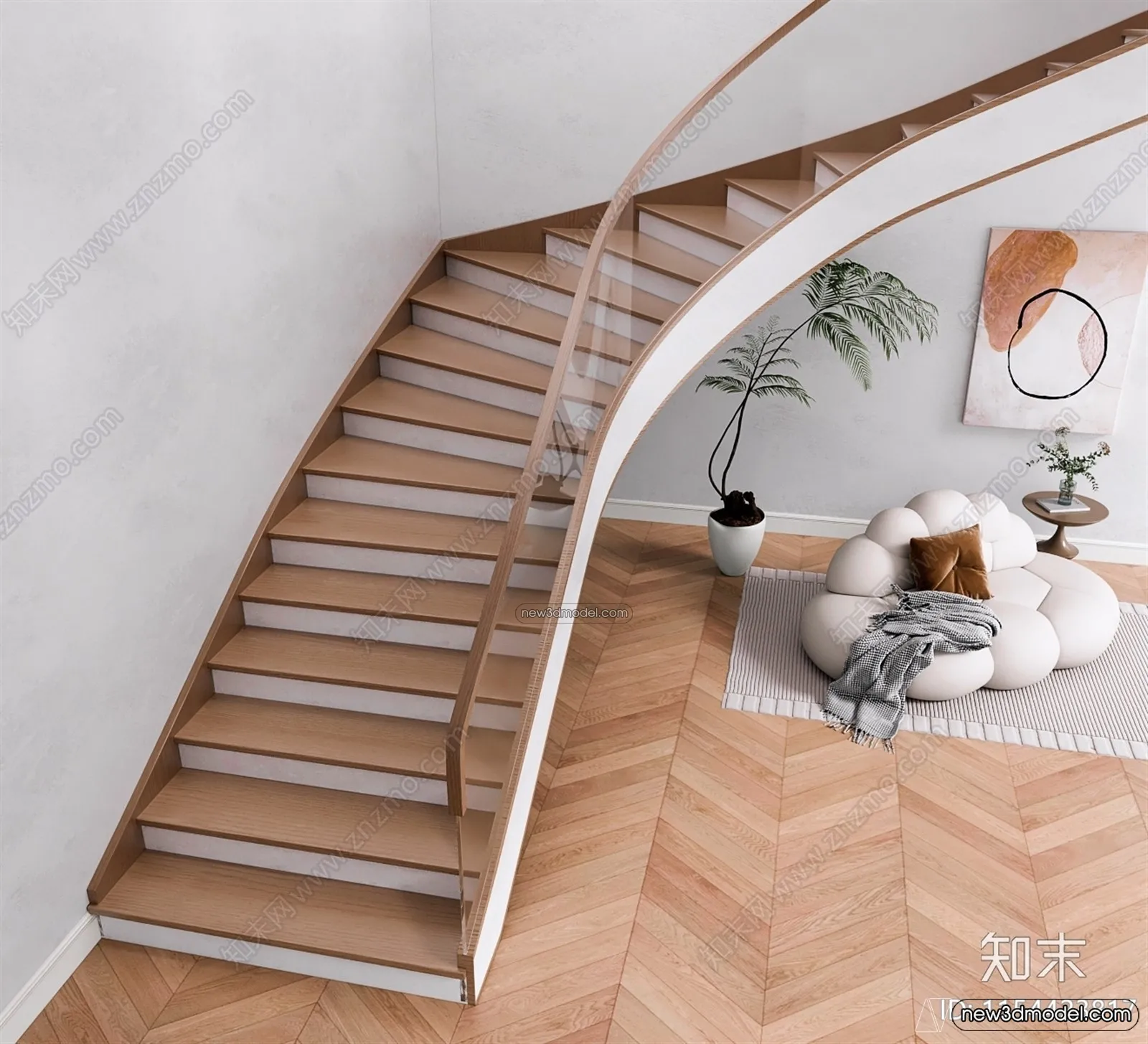 Staircase Decoration – 3D Interior Scene – 3D Models – 182