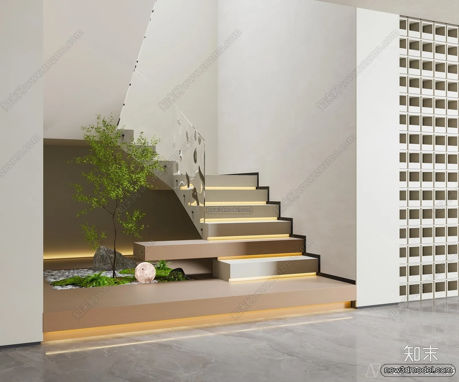 Staircase Decoration – 3D Interior Scene – 3D Models – 185