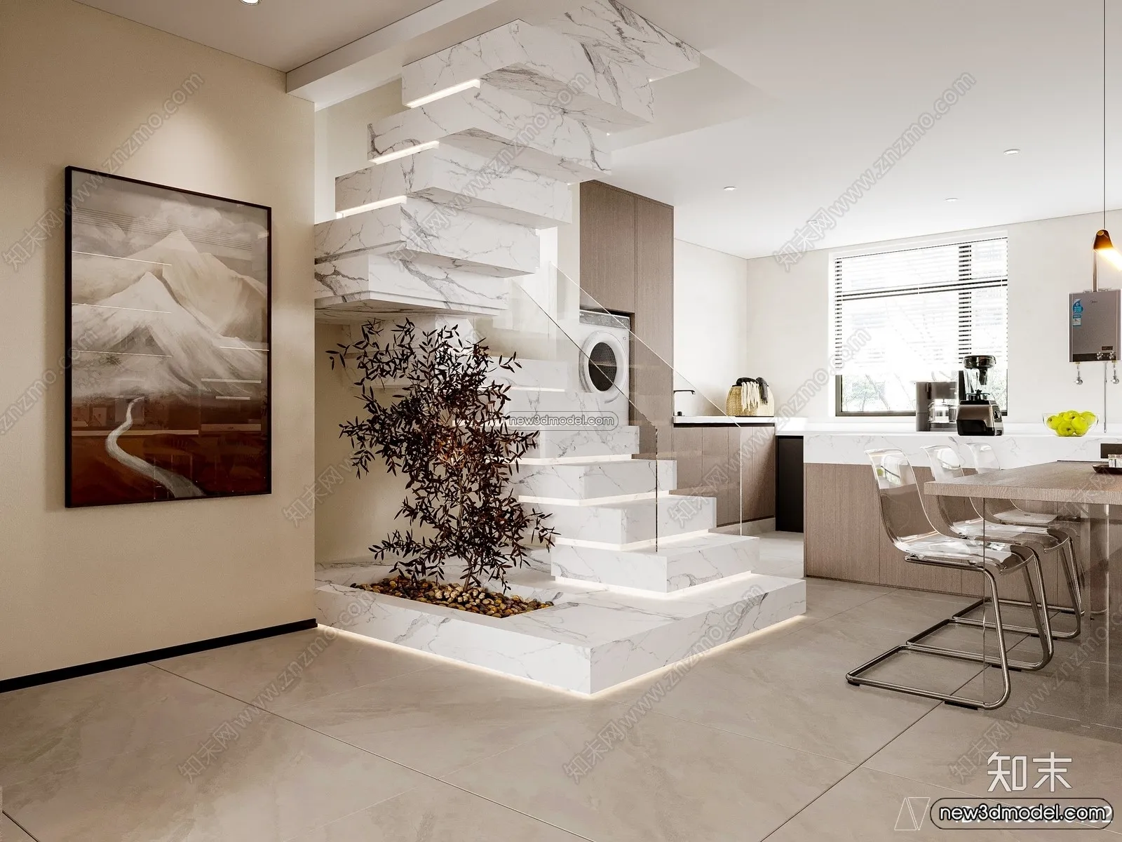 Staircase Decoration – 3D Interior Scene – 3D Models – 186