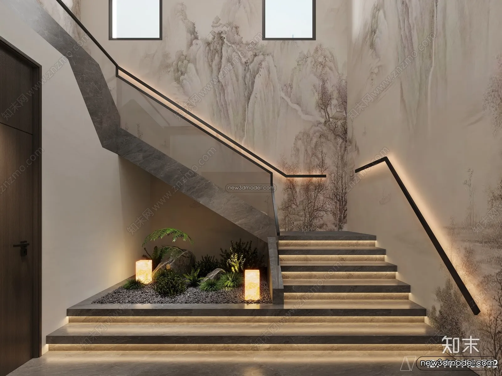 Staircase Decoration – 3D Interior Scene – 3D Models – 188