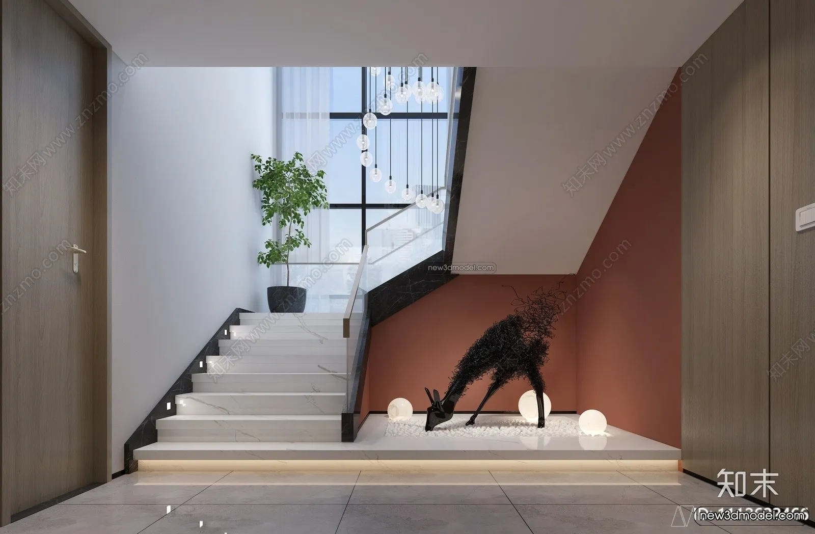 Staircase Decoration – 3D Interior Scene – 3D Models – 190