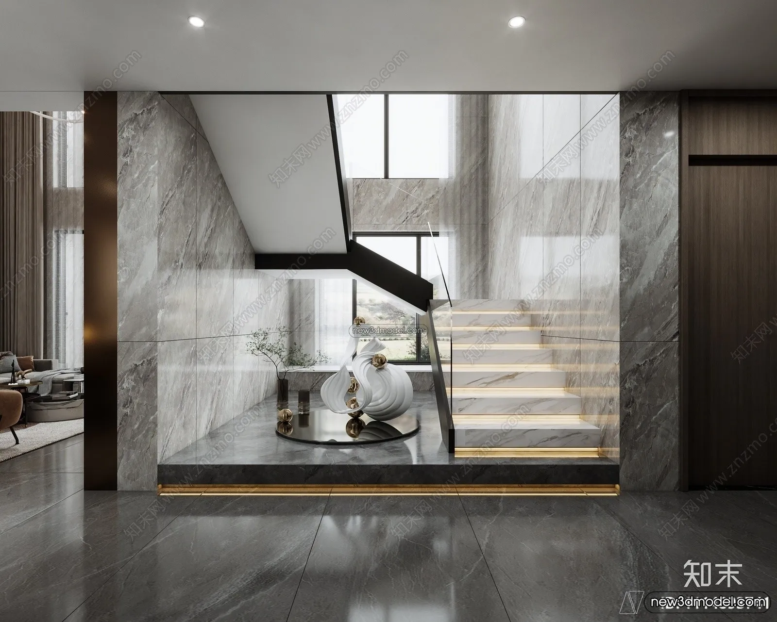 Staircase Decoration – 3D Interior Scene – 3D Models – 194