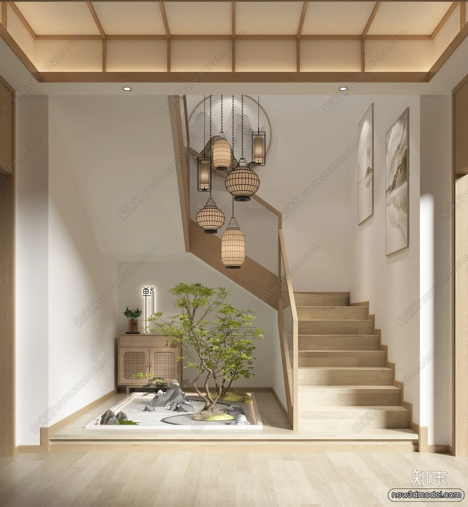 Staircase Decoration – 3D Interior Scene – 3D Models – 198