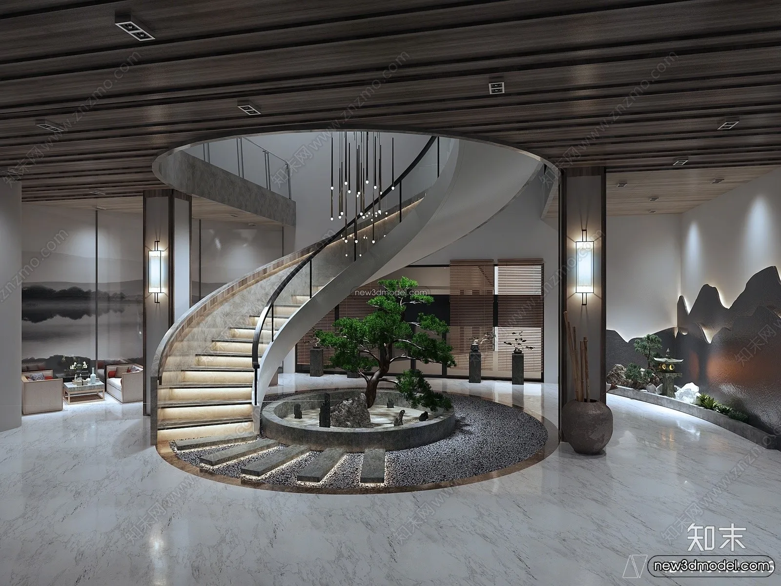 Staircase Decoration – 3D Interior Scene – 3D Models – 202