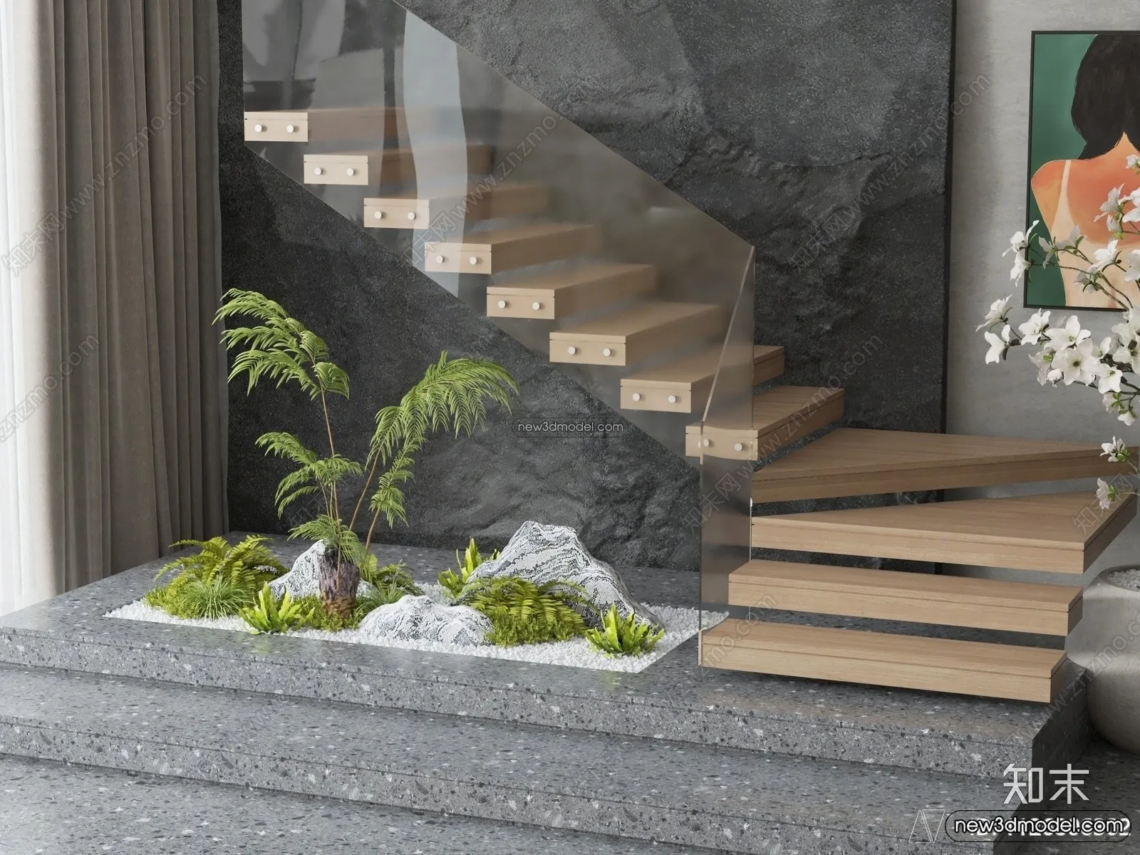 Staircase Decoration – 3D Interior Scene – 3D Models – 209