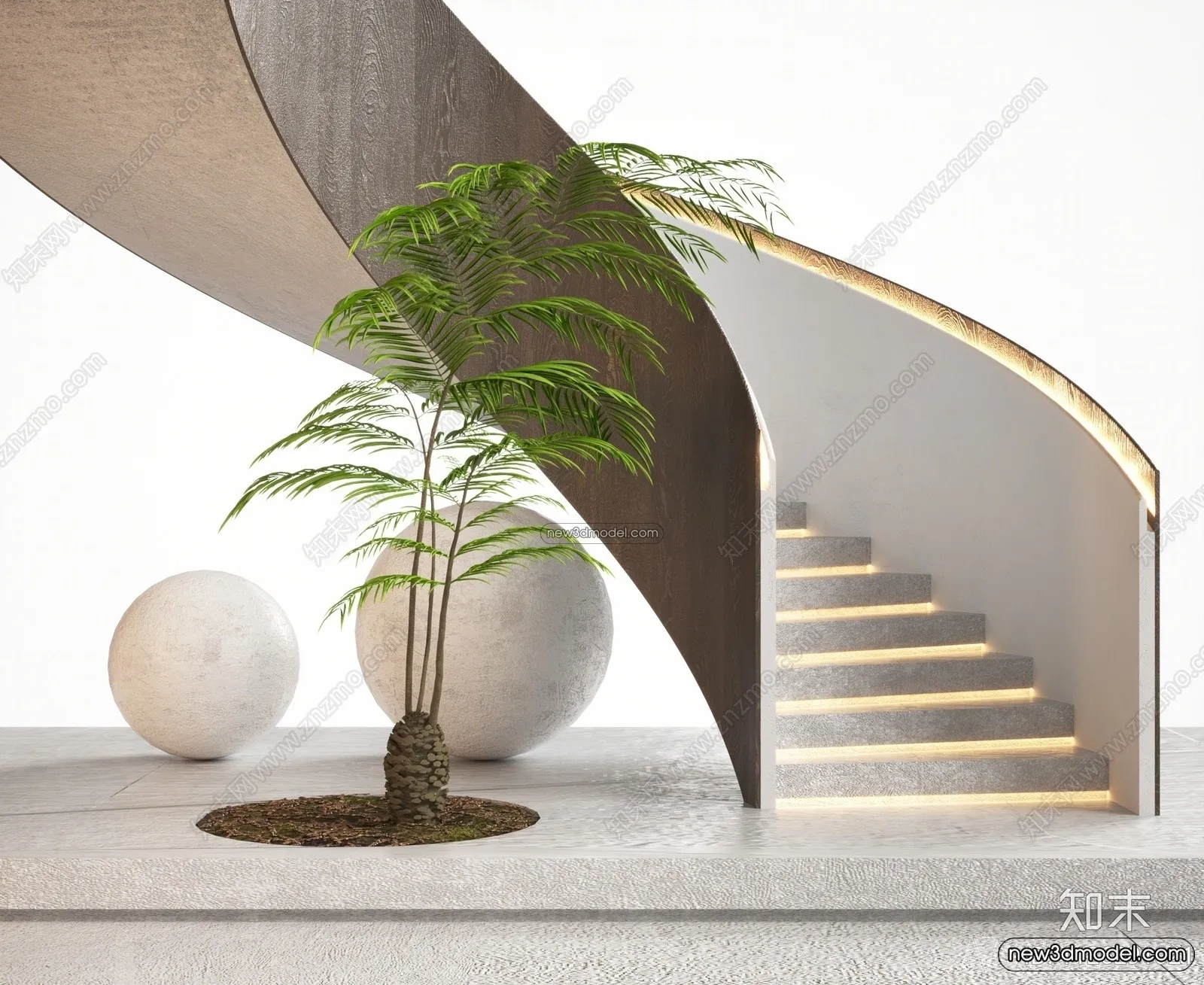 Staircase Decoration – 3D Interior Scene – 3D Models – 210