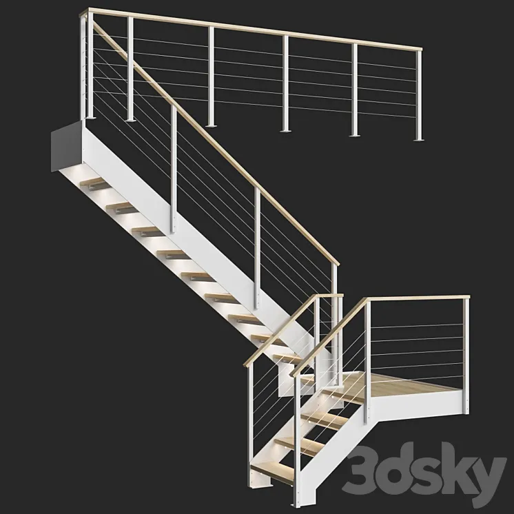 Staircase Loft White 3DS Max