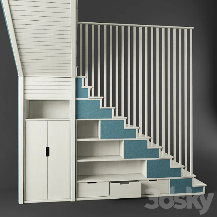 Staircase white 3DS Max