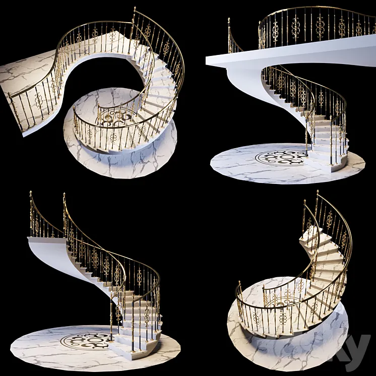 Staircase with handrails 3DS Max