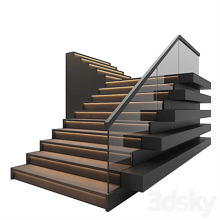 Staircase with light 3DS Max