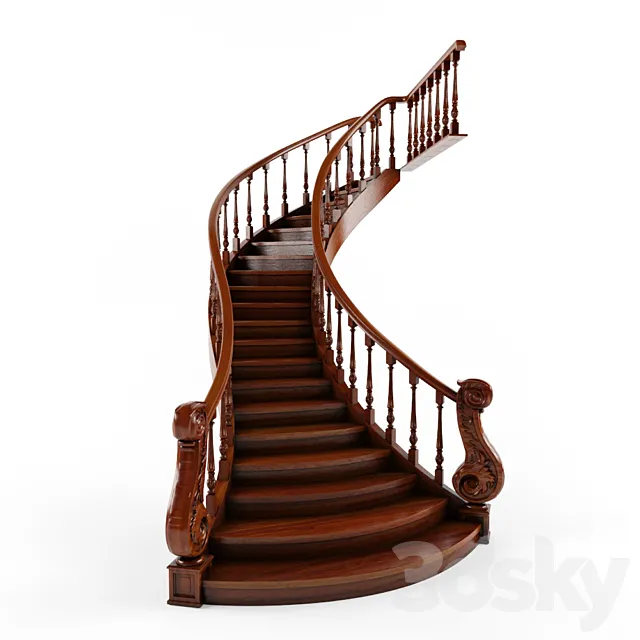 Stairs classic mahogany 3DSMax File