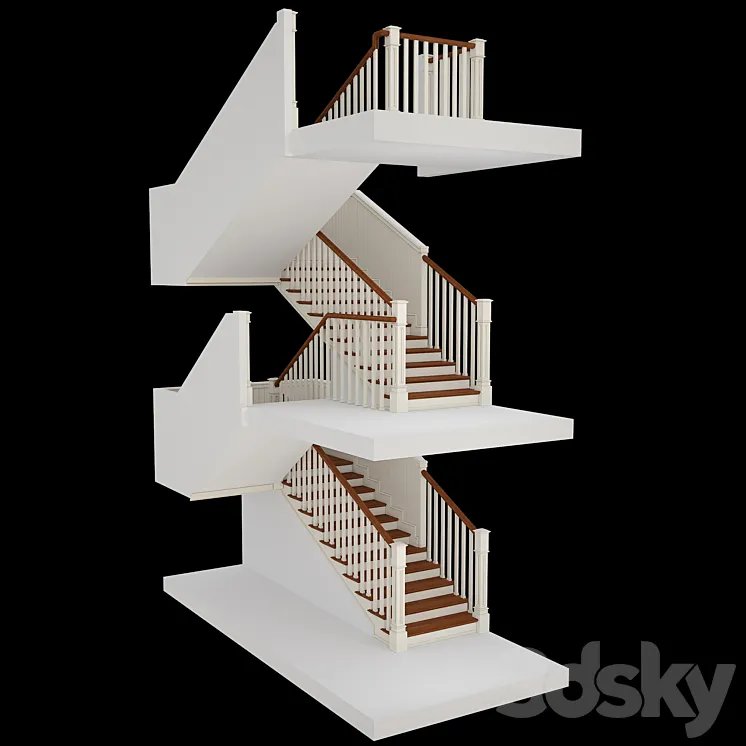 Stairs in colonial style 3DS Max
