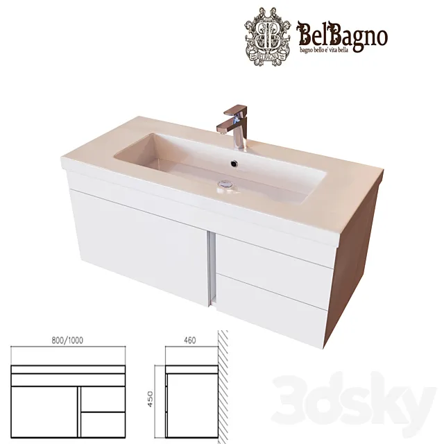 Stand BelBagno Luce BB1000VAC _ BL white with washbasin 3DSMax File