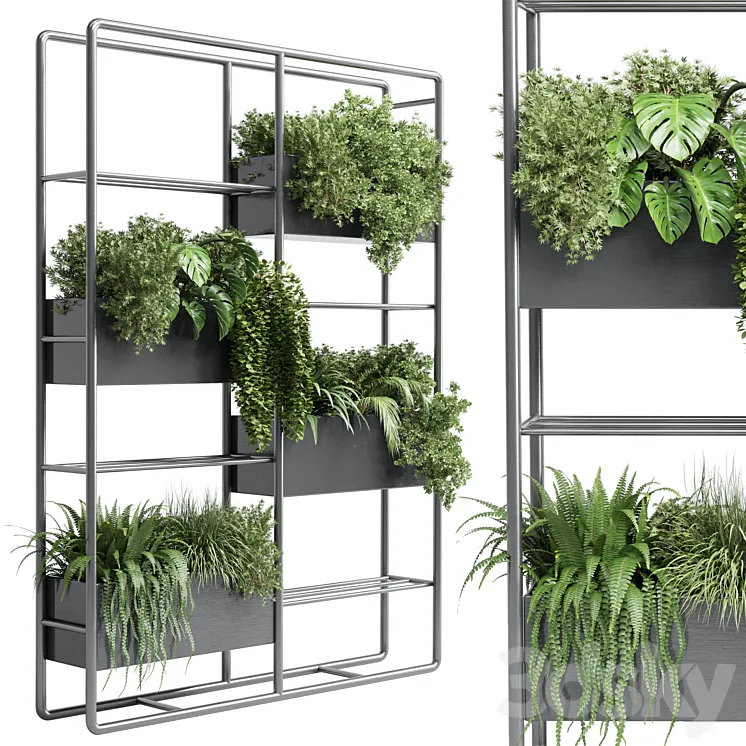 stand plant box – collection Indoor plant 254 metal vase pot fern grass 3DS Max