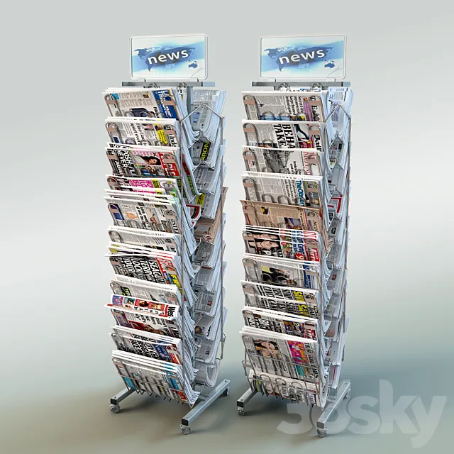 Stand with newspapers _ Newspaper Stand 3DSMax File