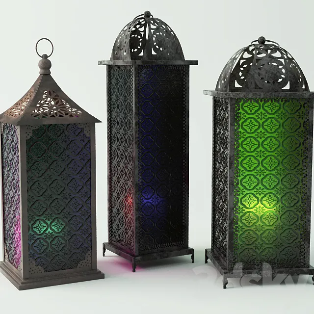 Standing Metal Lanterns 3DS Max Model