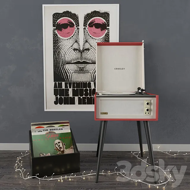 Standing Vinyl Record Player 3ds Max