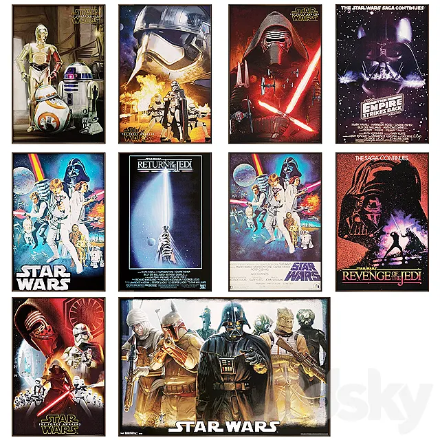 Star Wars Episode VII Poster Wall Art 3DSMax File