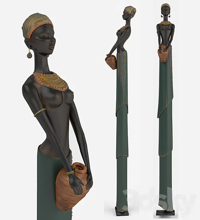 Statuette of an African female occupation 3DSMax File