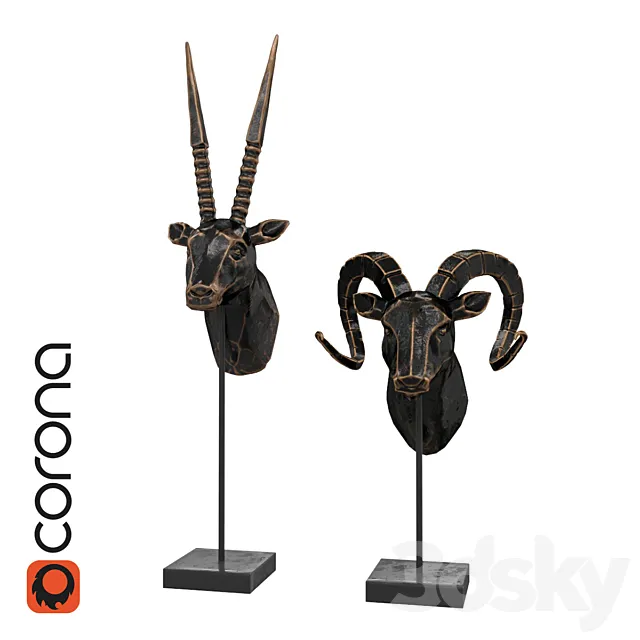 Statuettes of antelope and ram 3DSMax File