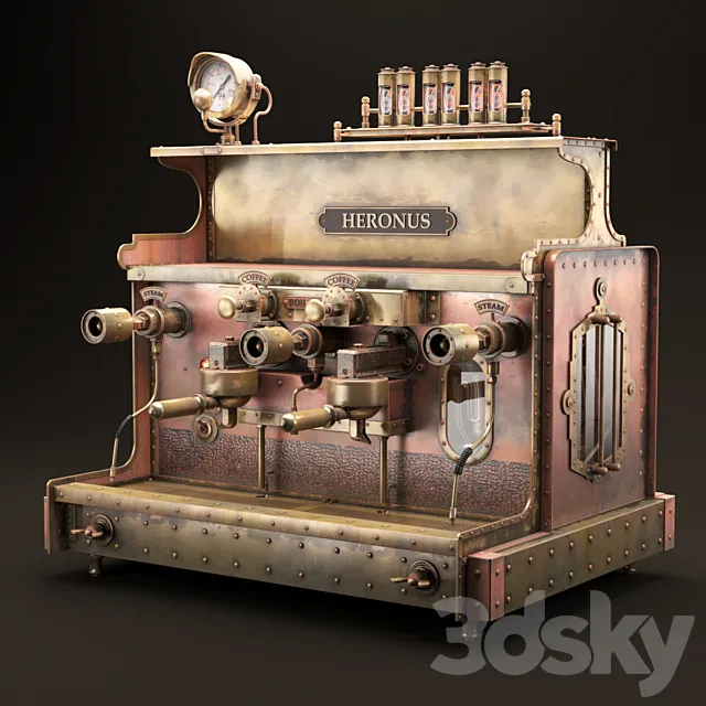 steampunk coffee machine 3DS Max Model