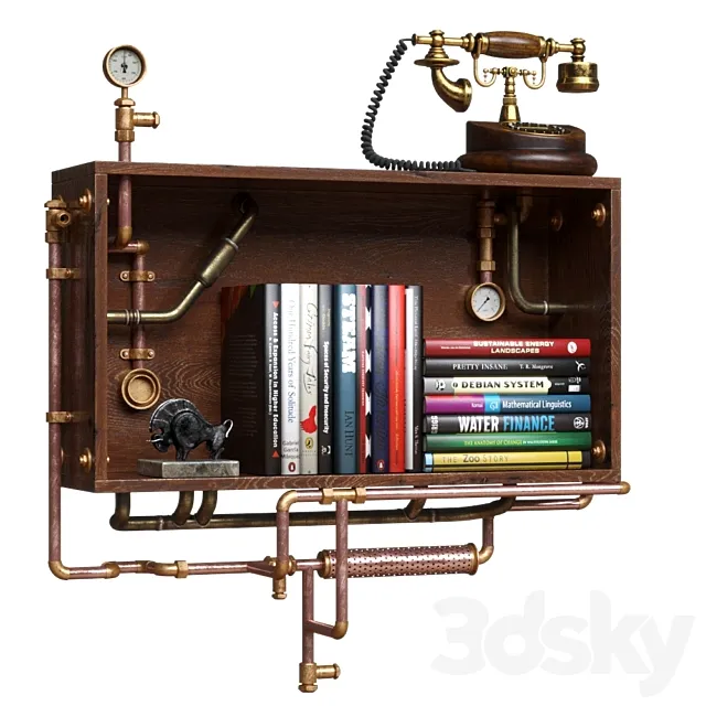 Steampunk Industrial Wall Shelf 3ds Max