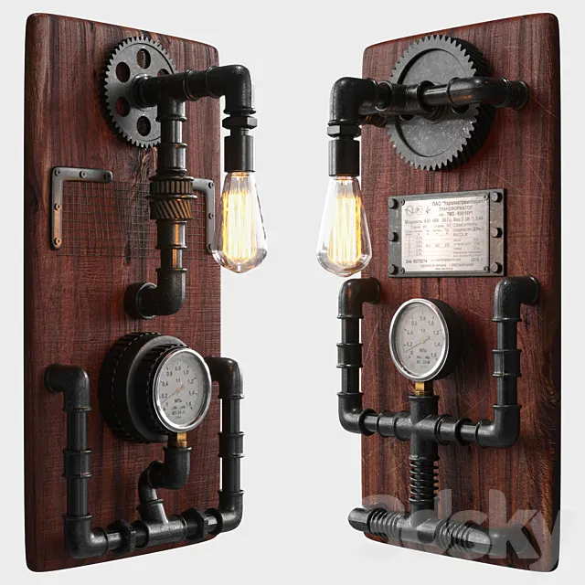 Steampunk sconce set 3ds Max