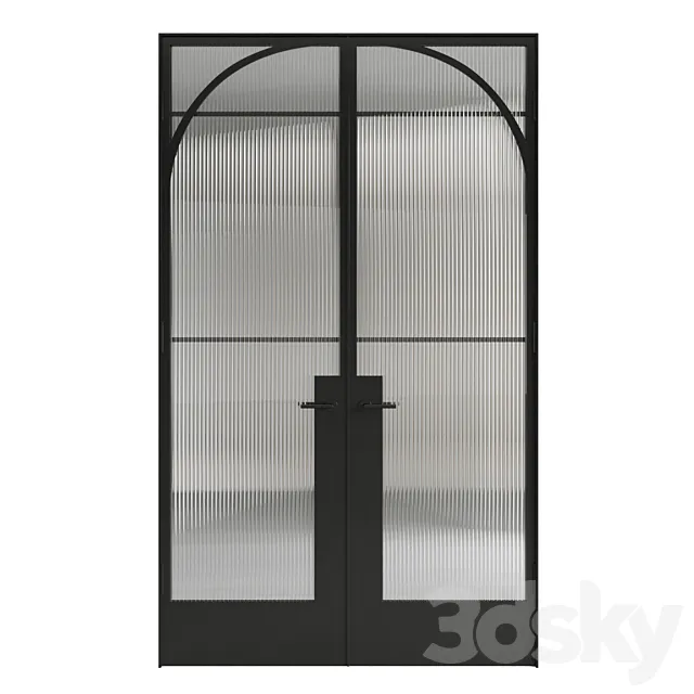 Steel door. 2 glass options 3ds Max