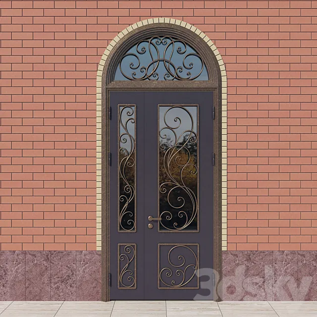 Steel entrance door with forged grid 3DSMax File