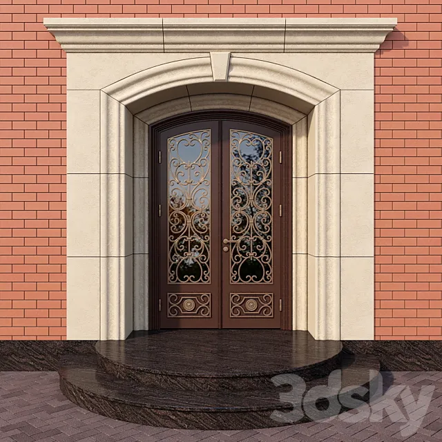 Steel entrance door with wrought reshetkoy_03 3ds Max