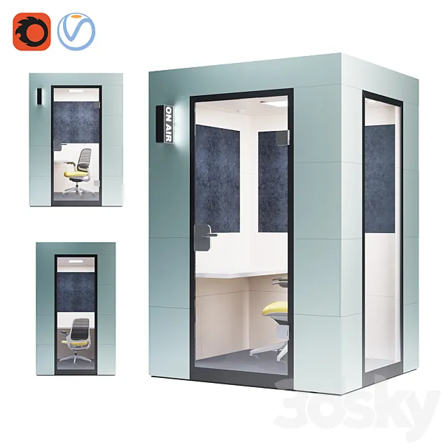 Steelcase – Office Acoustic Pods Work Unit 3ds Max