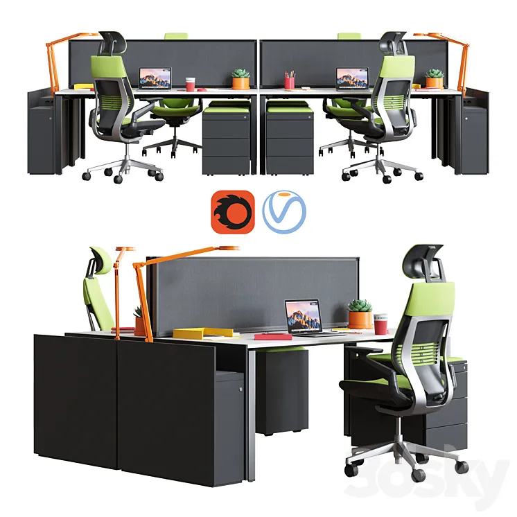 Steelcase – Office Table FrameOne Work Space 3DS Max