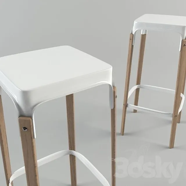 Steelwood Bar Stool  Bouroulec 3ds Max