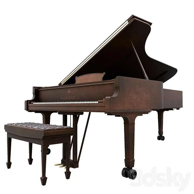 Steinway and Sons vintage piano 3DS Max Model