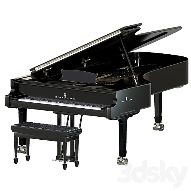 Steinway & Sons Black Piano 3DS Max Model