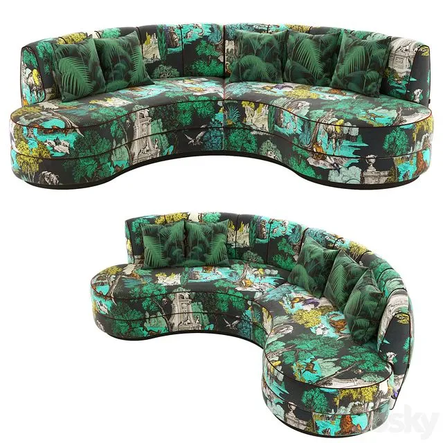 Stella Curved Sofa + Cole & Son Fabrics 3dsMax Model