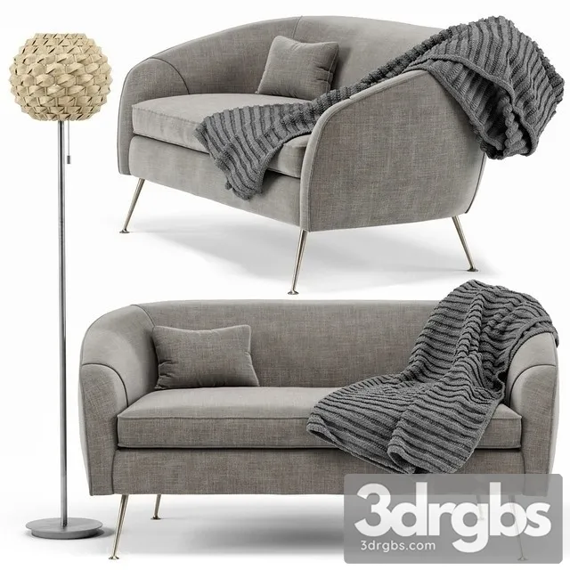 Stella Mid Century Loveseat Urchin Rattan Floor Lamp 3dsmax Download