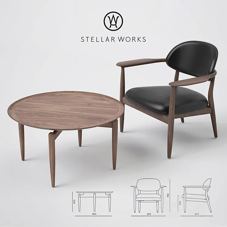 Stellar Works Slow Lounge Chair and Coffee Table 3DS Max