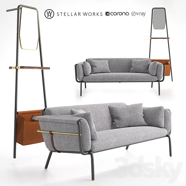 STELLAR WORKS Valet Love Seat & Hallway 3ds Max