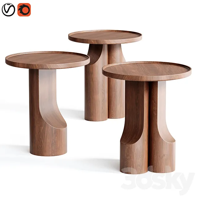 Stigido Solid Walnut Side Table 3ds Max