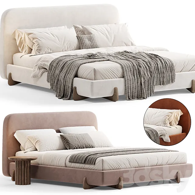 Stivale Light Brown Velvet Queen Bed By CB2 3ds Max