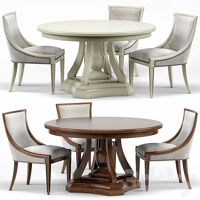 Stockton Ivory Lacquered Dining Chair. Maxime French Round Dining Table 3DSMax File