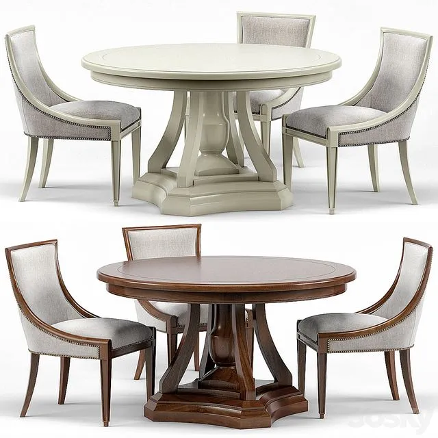 Stockton Ivory Lacquered Dining Chair Maxime French Round Dining Table 3dsMax Model