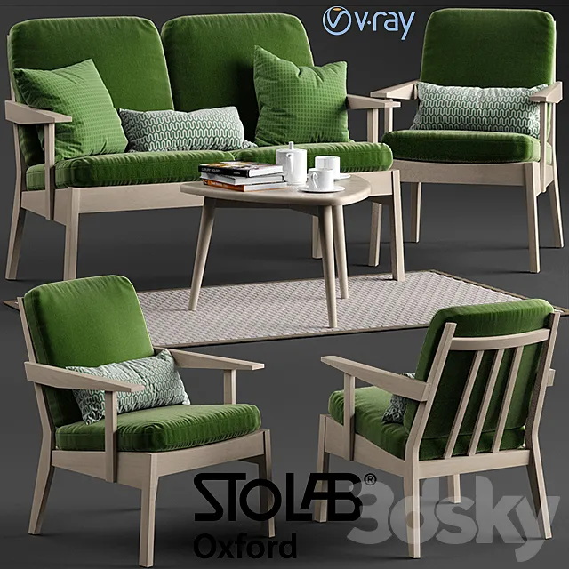 Stolab Oxford chair and sofa. Yngve table 3DSMax File