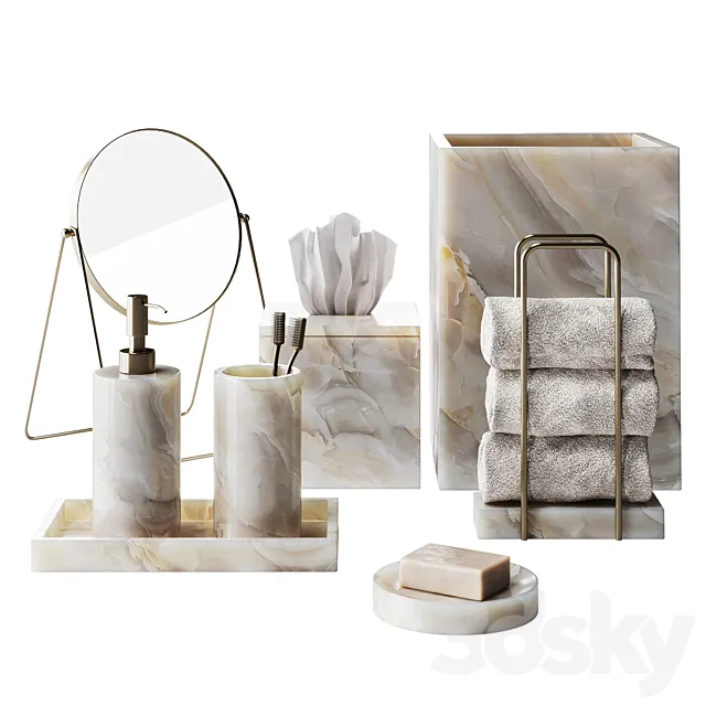 Stone bathroom accessories 3DS Max Model