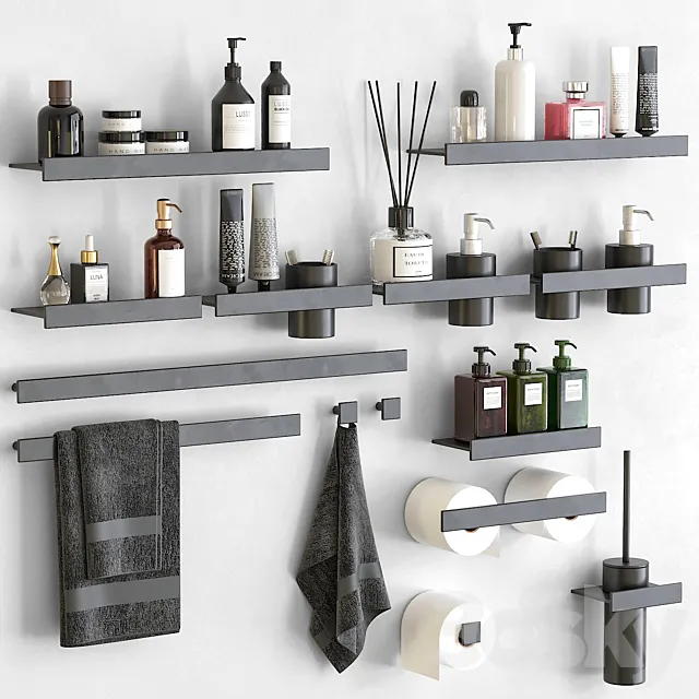 Stone bathroom accessories by REXA Design 3ds Max